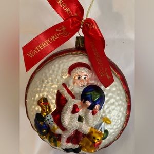Waterford Vintage Mercury glass Santa Christmas Ornament. Double sided.
